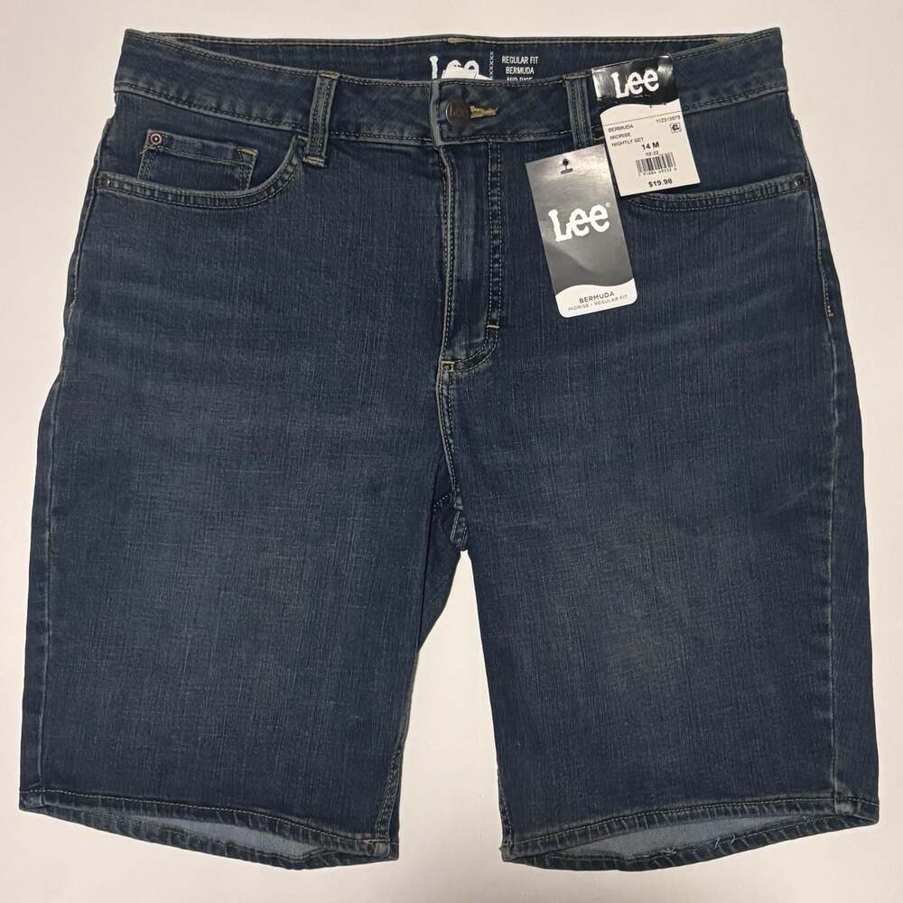 Lee Women's Regular Fit Midrise Bermuda Denim Shorts Nightly Set Size 14M